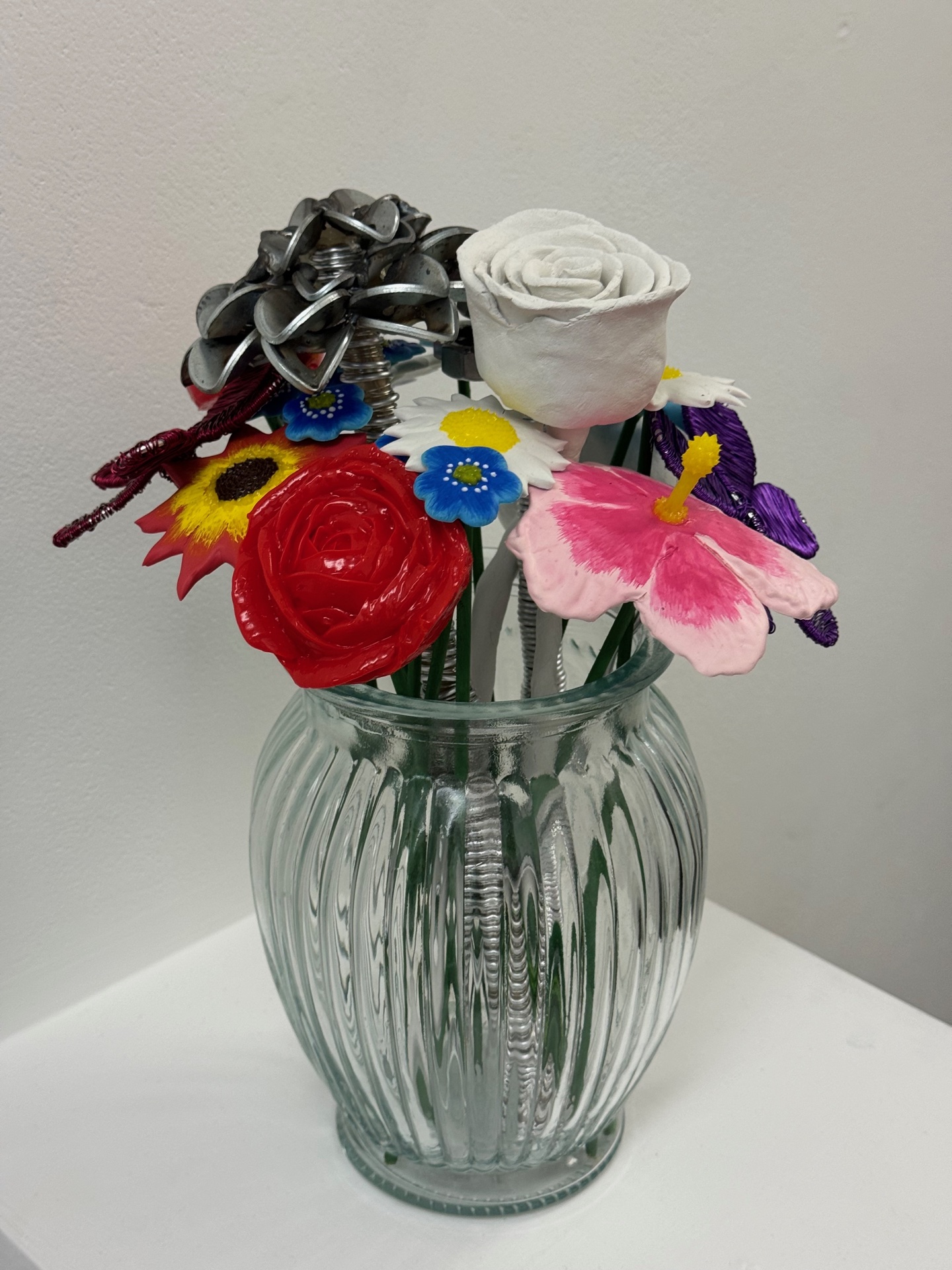 Mixed media bouquet sculpture, detail